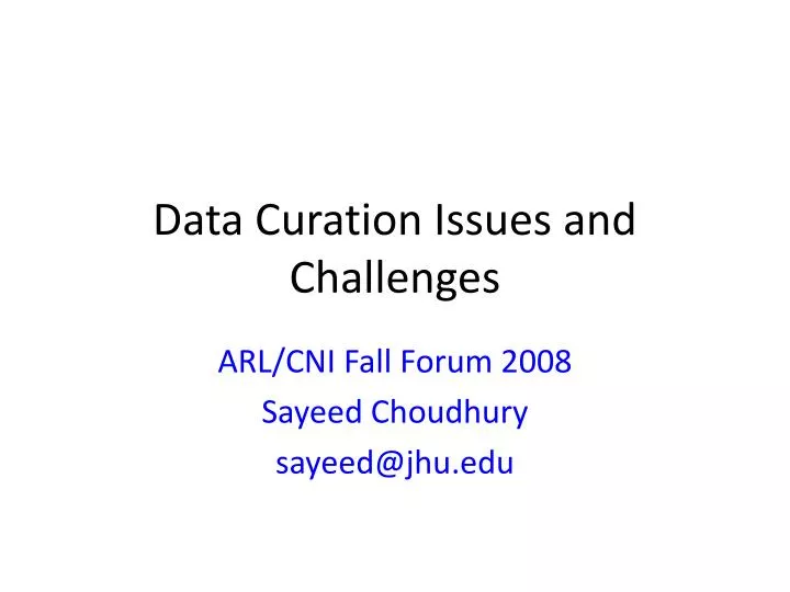 data curation issues and challenges