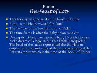 Purim The Feast of Lots