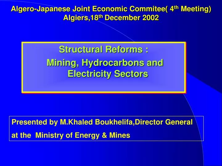 algero japanese joint economic commitee 4 th meeting algiers 18 th december 2002