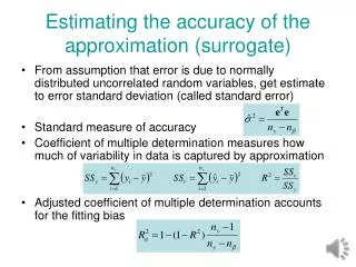 Estimating the accuracy of the approximation (surrogate)