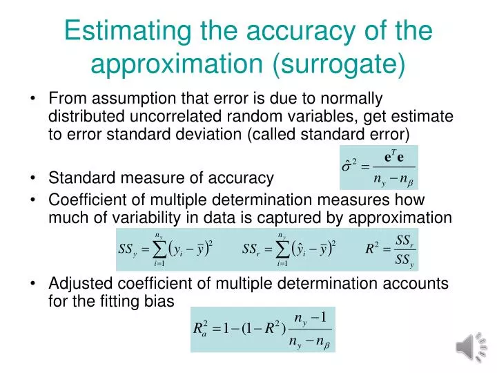 estimating the accuracy of the approximation surrogate