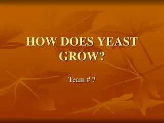 HOW DOES YEAST GROW?