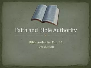 Faith and Bible Authority