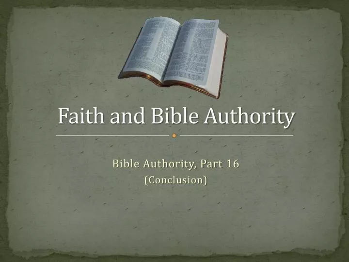 faith and bible authority