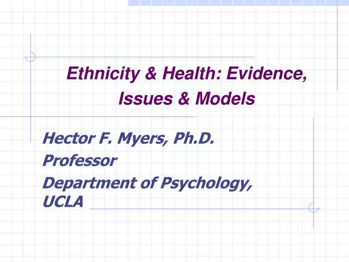 ethnicity health evidence issues models