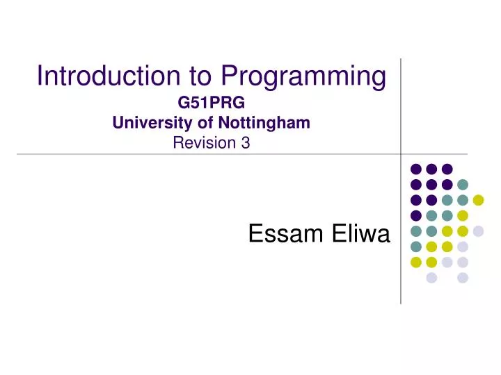 introduction to programming g51prg university of nottingham revision 3