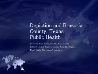Depiction and Brazoria County, Texas Public Health