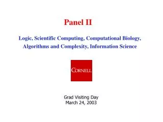 Logic, Scientific Computing, Computational Biology, Algorithms and Complexity, Information Science