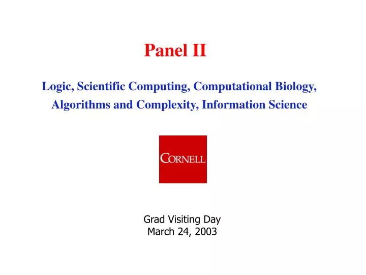 logic scientific computing computational biology algorithms and complexity information science