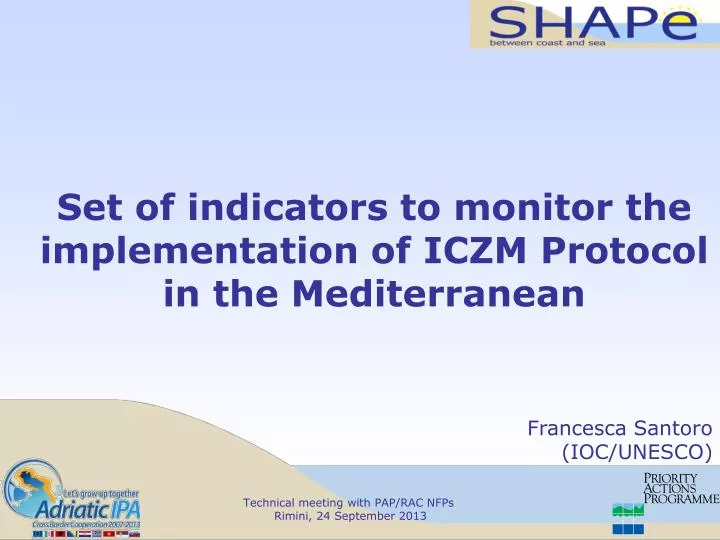 set of indicators to monitor the implementation of iczm protocol in the mediterranean