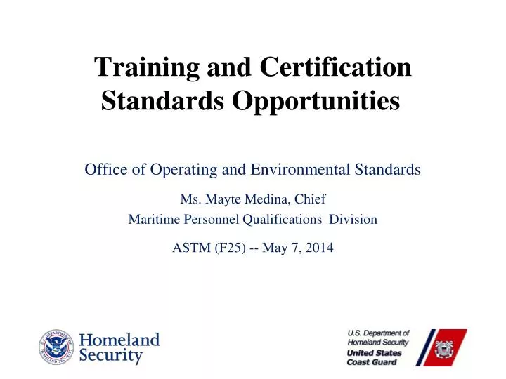 training and certification standards opportunities