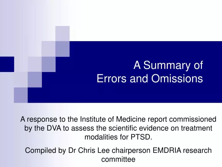 a summary of errors and omissions