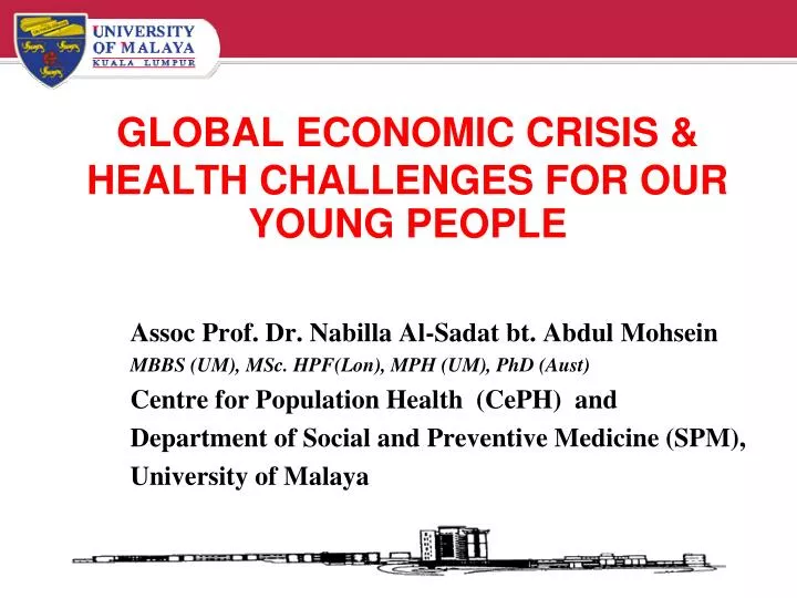 global economic crisis health challenges for our young people