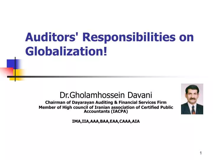 auditors responsibilities on globalization