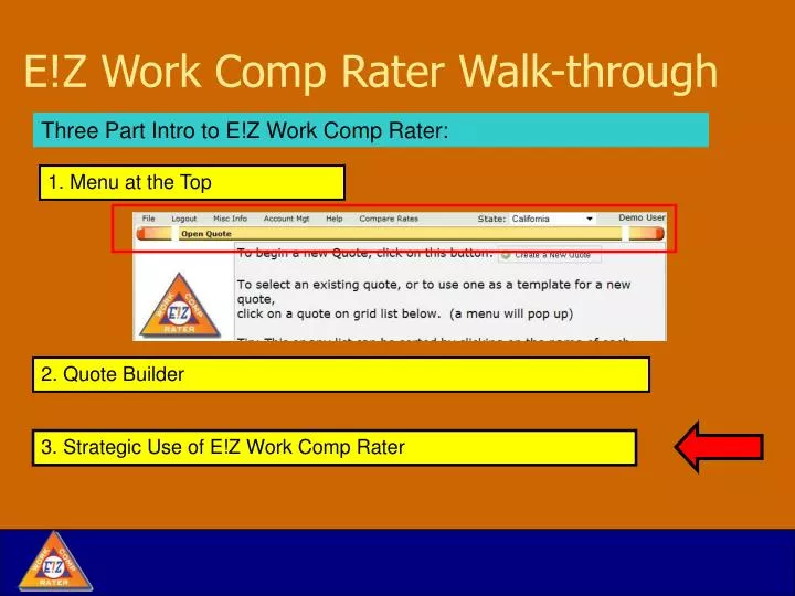 e z work comp rater walk through