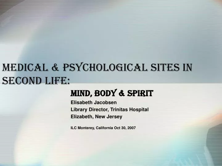 medical psychological sites in second life