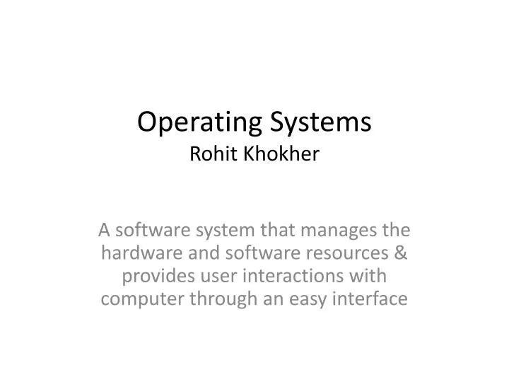 operating systems rohit khokher