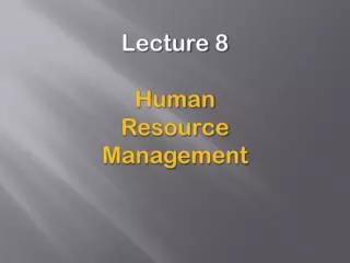 Lecture 8 Human Resource Management