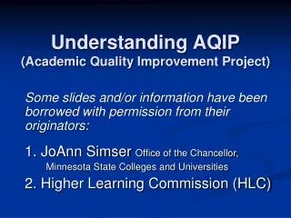 Understanding AQIP (Academic Quality Improvement Project)
