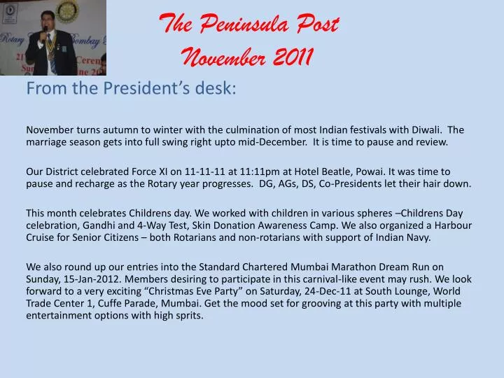 the peninsula post november 2011