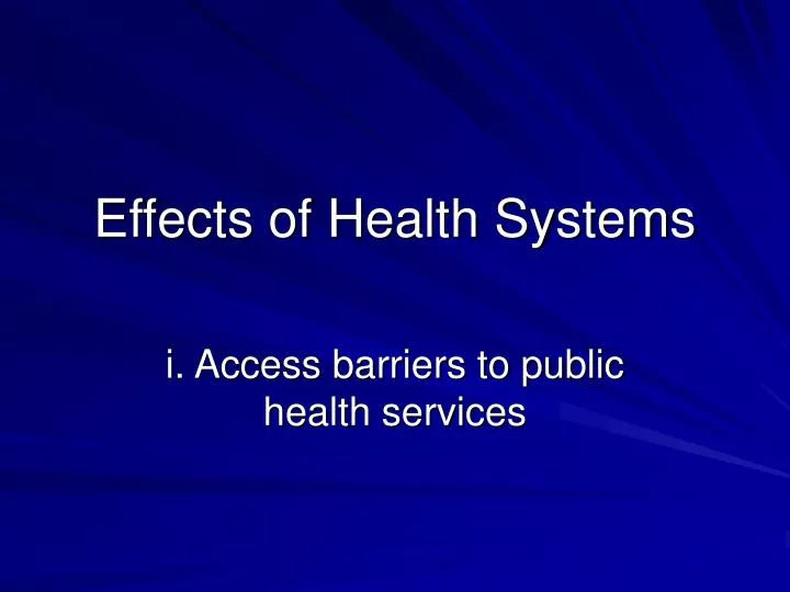 effects of health systems