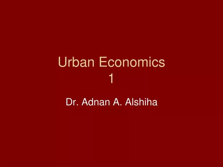 urban economics 1