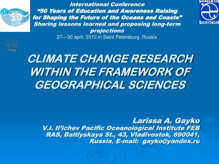 climate change research within the framework of geographical sciences