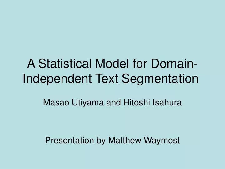 a statistical model for domain independent text segmentation