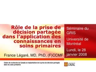 r le de la prise de d cision partag e dans l application des connaissances en soins primaires