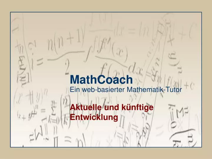 mathcoach ein web basierter mathematik tutor