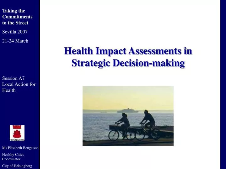 health impact assessments in strategic decision making