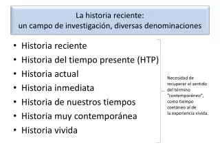 la historia reciente un campo de investigaci n diversas denominaciones