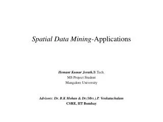Spatial Data Mining- Applications