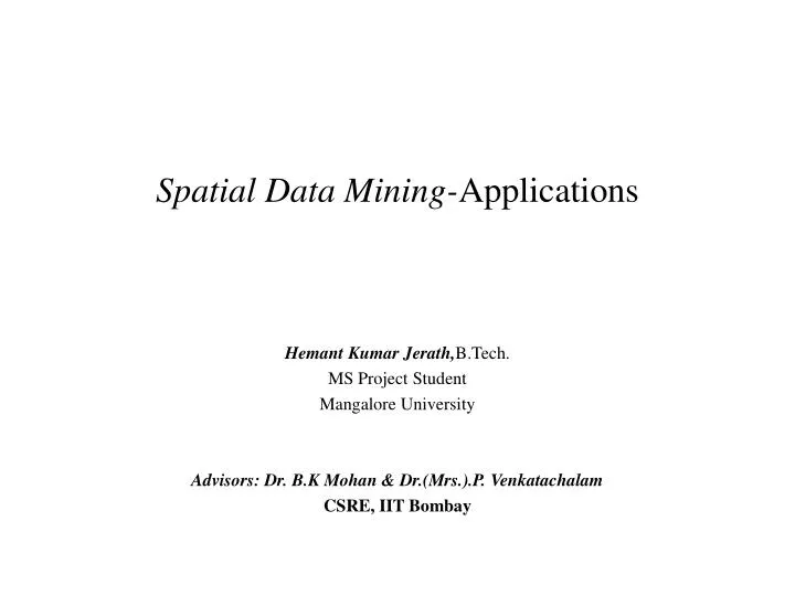 spatial data mining applications