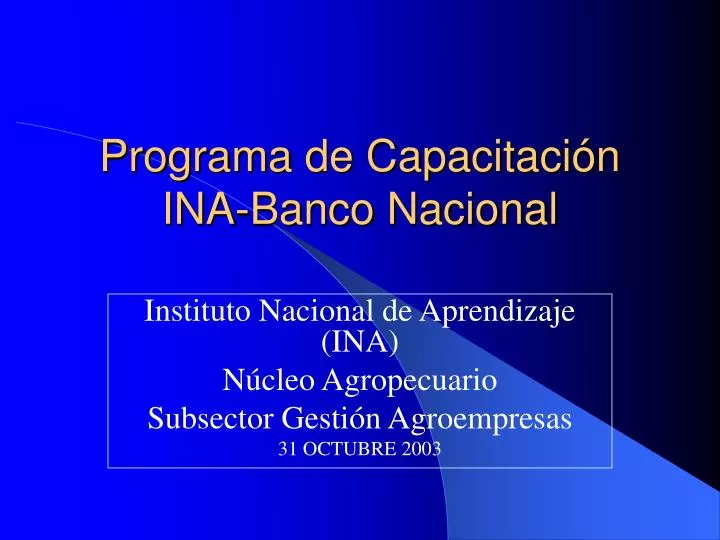 programa de capacitaci n ina banco nacional