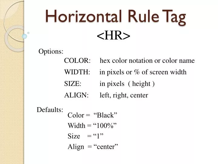 horizontal rule tag