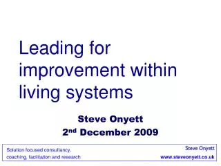 Leading for improvement within living systems