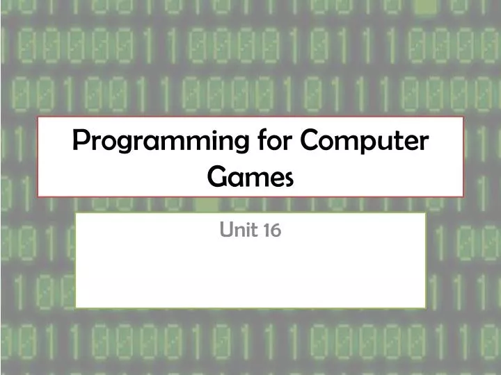 programming for computer games