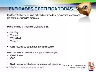 entidades certificadoras