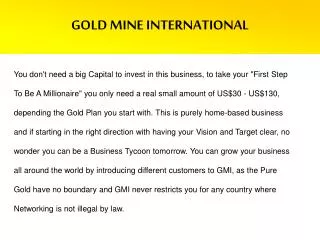 GOLD MINE INTERNATIONAL