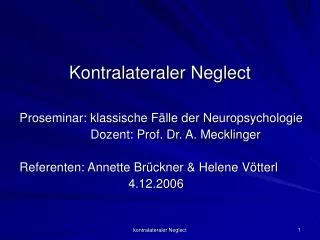 kontralateraler neglect