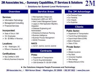 2M Associates Inc., - Summary Capabilities, IT Services &amp; Solutions