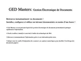 ged masters gestion lectronique de documents