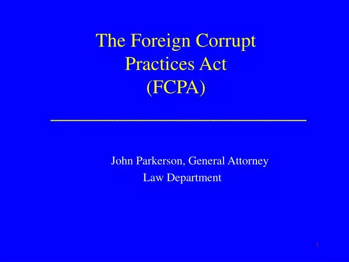 the foreign corrupt practices act fcpa