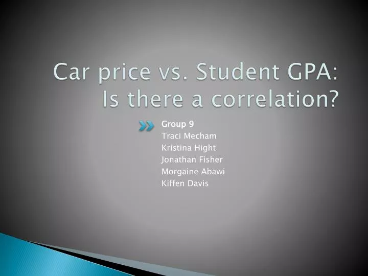 car price vs student gpa is there a correlation