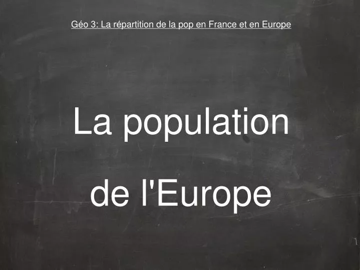 la population de l europe