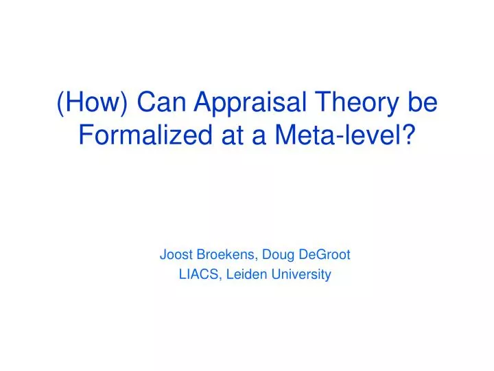 how can appraisal theory be formalized at a meta level
