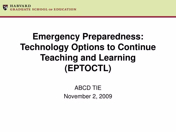 emergency preparedness technology options to continue teaching and learning eptoctl