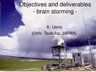 Objectives and deliverables - brain storming -