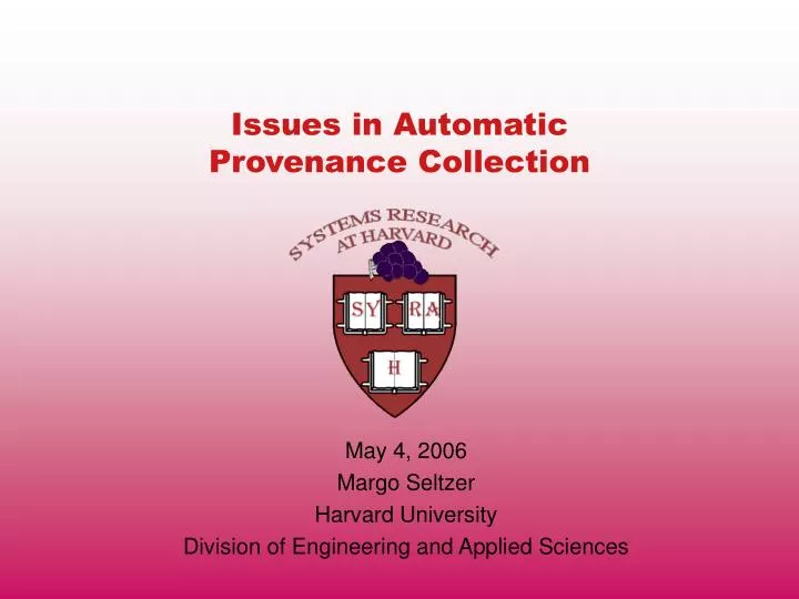 issues in automatic provenance collection